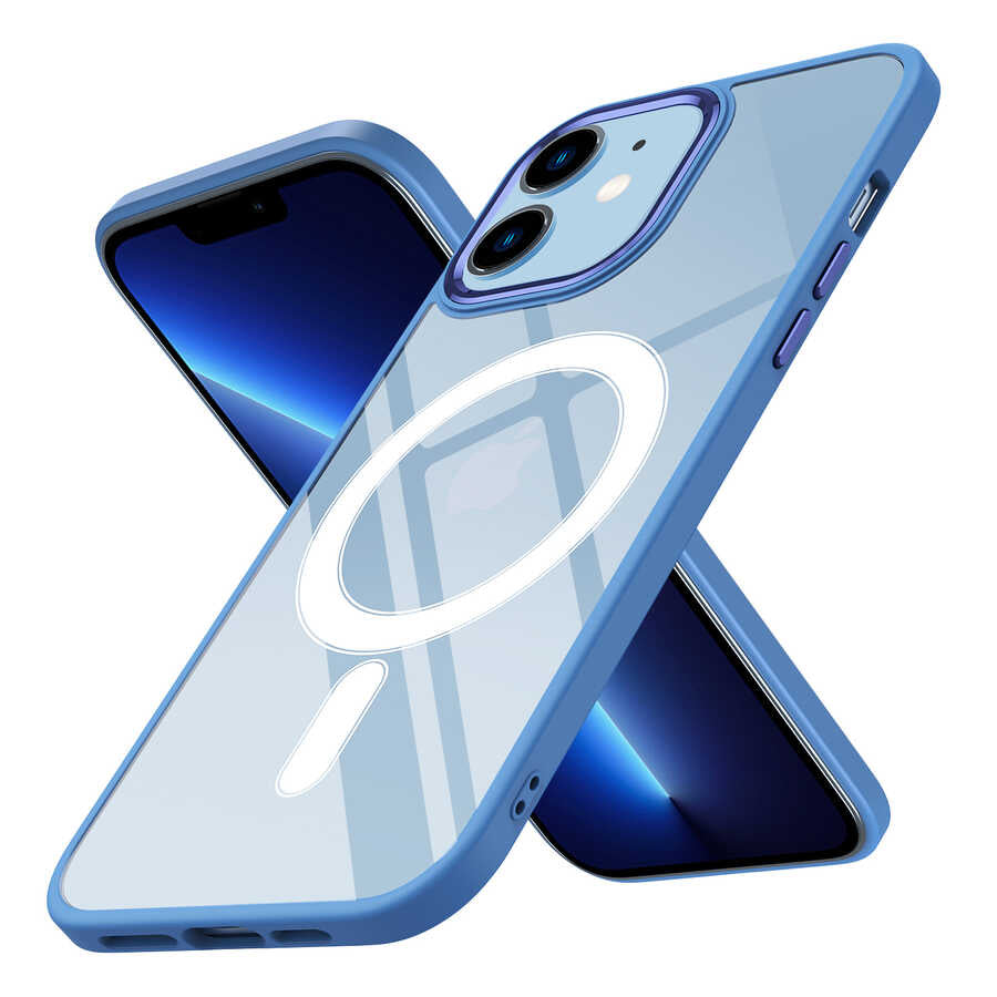 Apple iPhone 12 Uyumlu Kılıf Wireless Şarj Özellikli Zore Krom M-safe Silikon Kapak