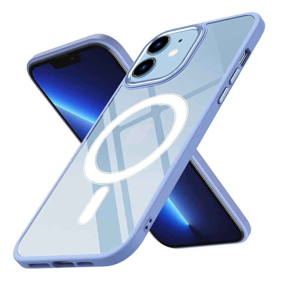 Apple iPhone 12 Uyumlu Kılıf Wireless Şarj Özellikli Zore Krom M-safe Silikon Kapak