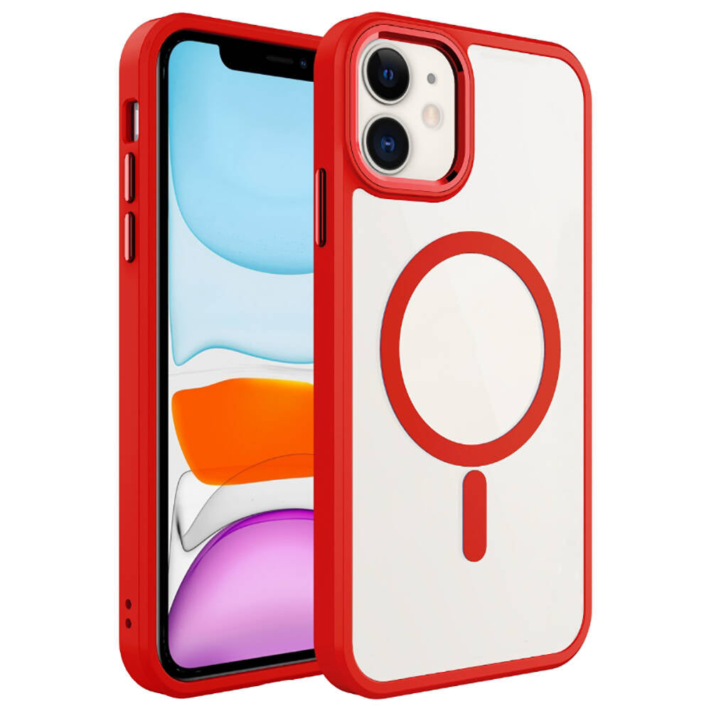 Apple iPhone 12 Uyumlu Kılıf Wireless Şarj Özellikli Zore Krom M-safe Silikon Kapak
