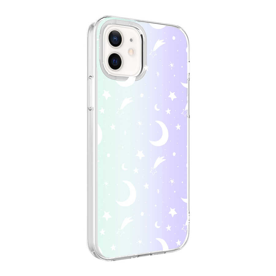 Apple iPhone 12 Uyumlu Kılıf Zore M-Blue Desenli Kapak