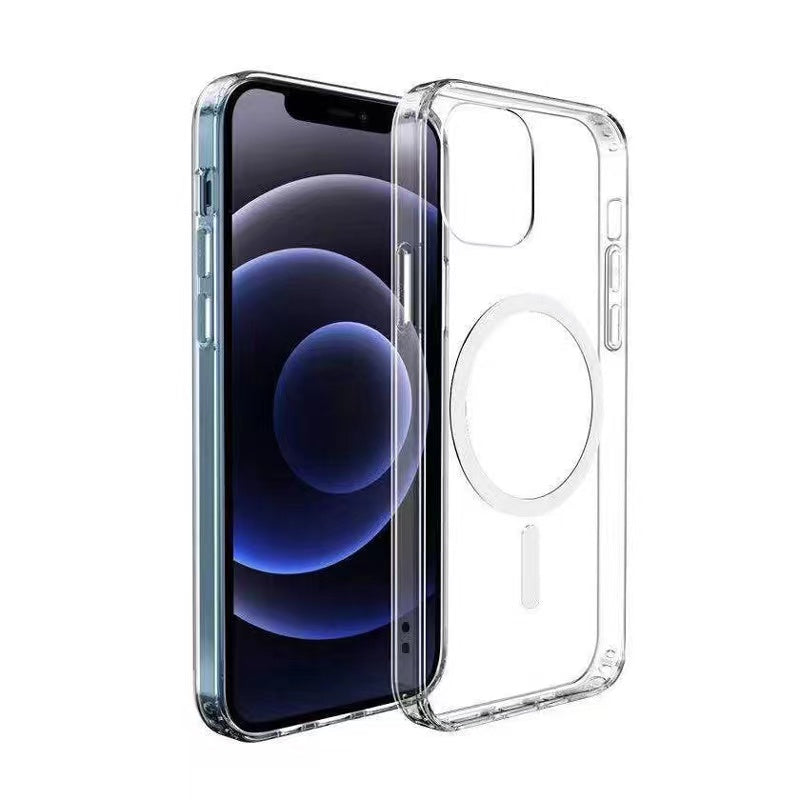 Apple iPhone 12 Mini Uyumlu Kılıf M-safe Şarj Özellikli Şeffaf Sert PC Zore Embos Kapak