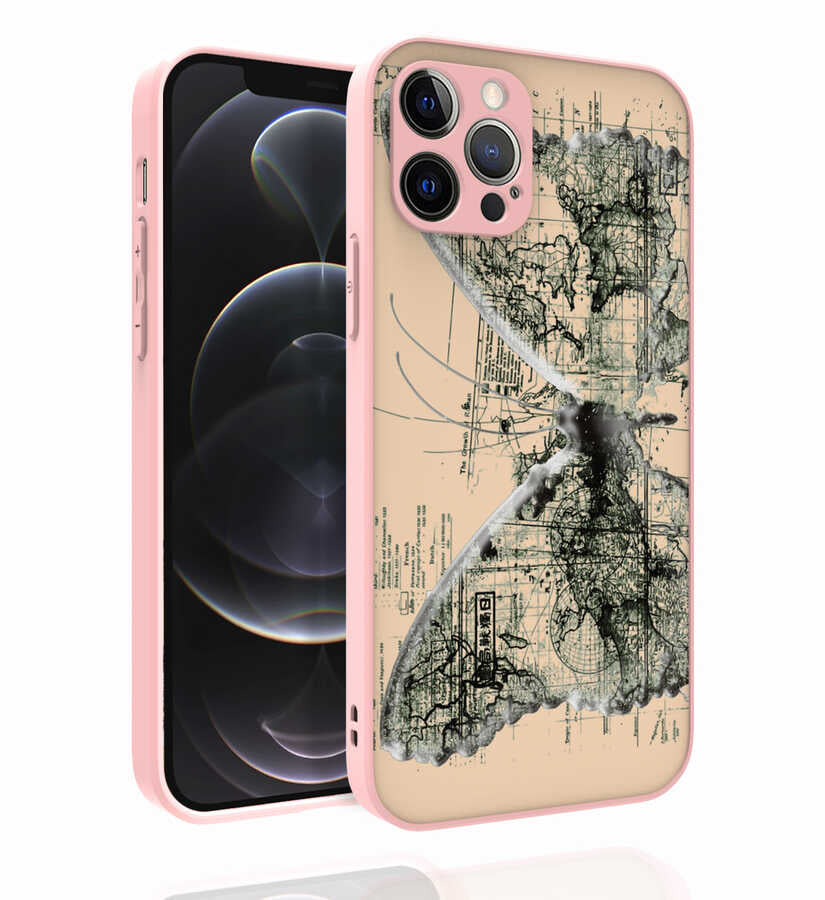 Apple iPhone 12 Pro Uyumlu Kılıf Desenli Kamera Korumalı Parlak Zore Nora Kapak