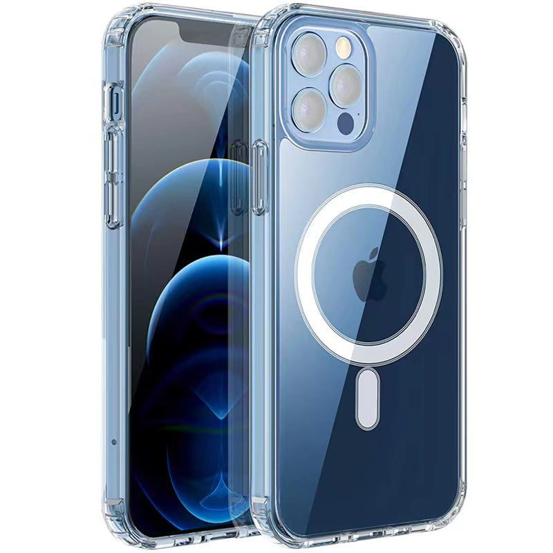 Apple iPhone 12 Pro Uyumlu Kılıf M-safe Şarj Özellikli Şeffaf Sert PC Zore Embos Kapak
