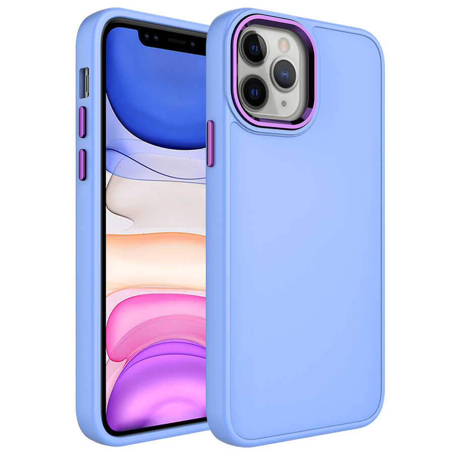 Apple iPhone 12 Pro Uyumlu Kılıf Metal Çerçeve ve Buton Tasarımlı Silikon Zore Luna Kapak