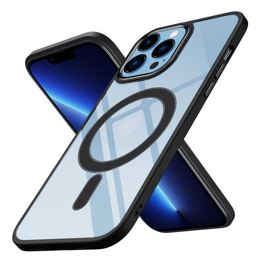 Apple iPhone 12 Pro Uyumlu Kılıf Wireless Şarj Özellikli Zore Krom M-safe Silikon Kapak