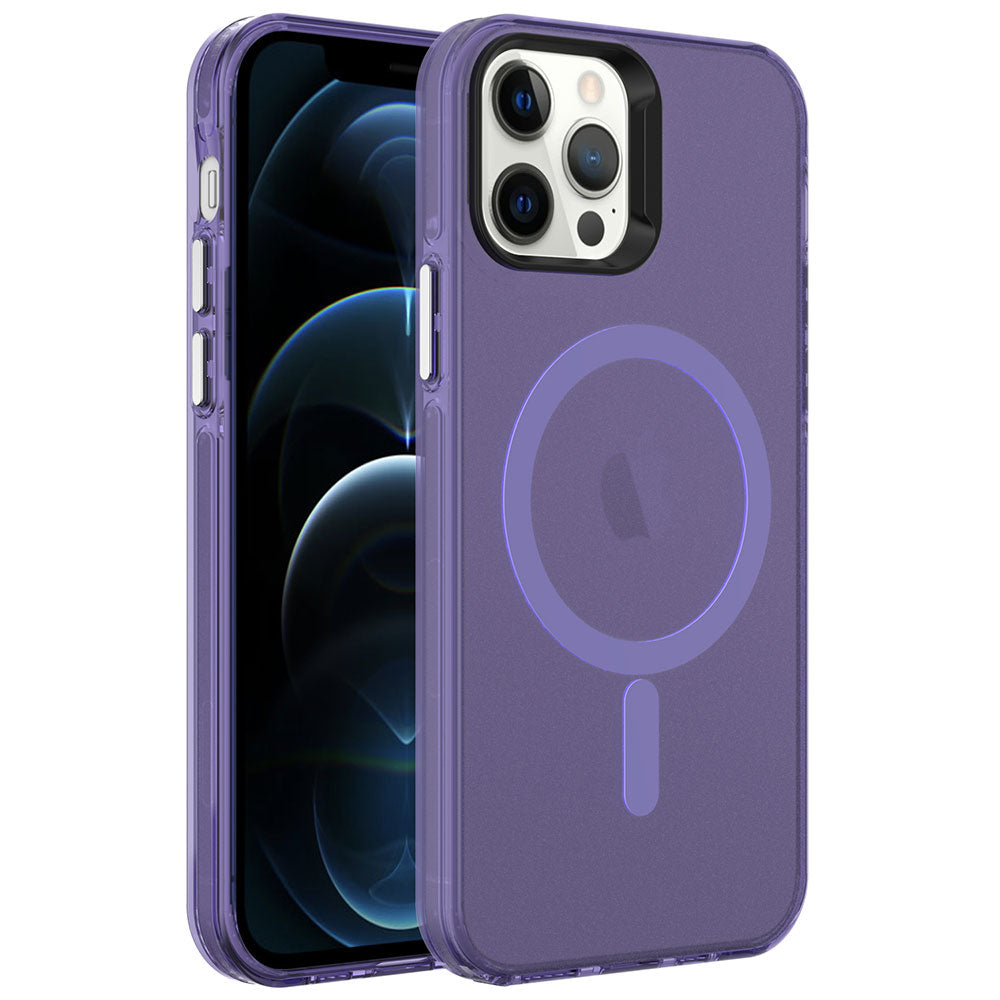 Apple iPhone 12 Pro Uyumlu Kılıf Zore M-safe Şarj Özellikli Buzlu Transparan C-Pro Sert Kapak
