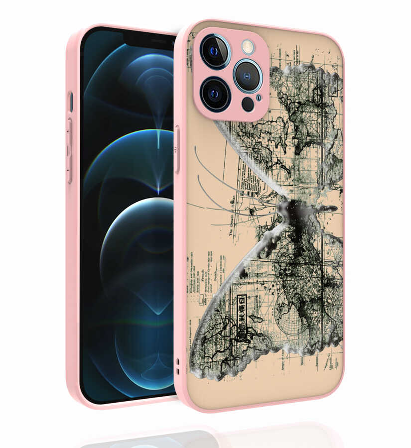Apple iPhone 12 Pro Max Uyumlu Kılıf Desenli Kamera Korumalı Parlak Zore Nora Kapak