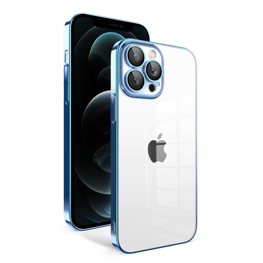 Apple iPhone 12 Pro Max Uyumlu Kılıf Kamera Korumalı Renkli Çerçeveli Zore Garaj Kapak