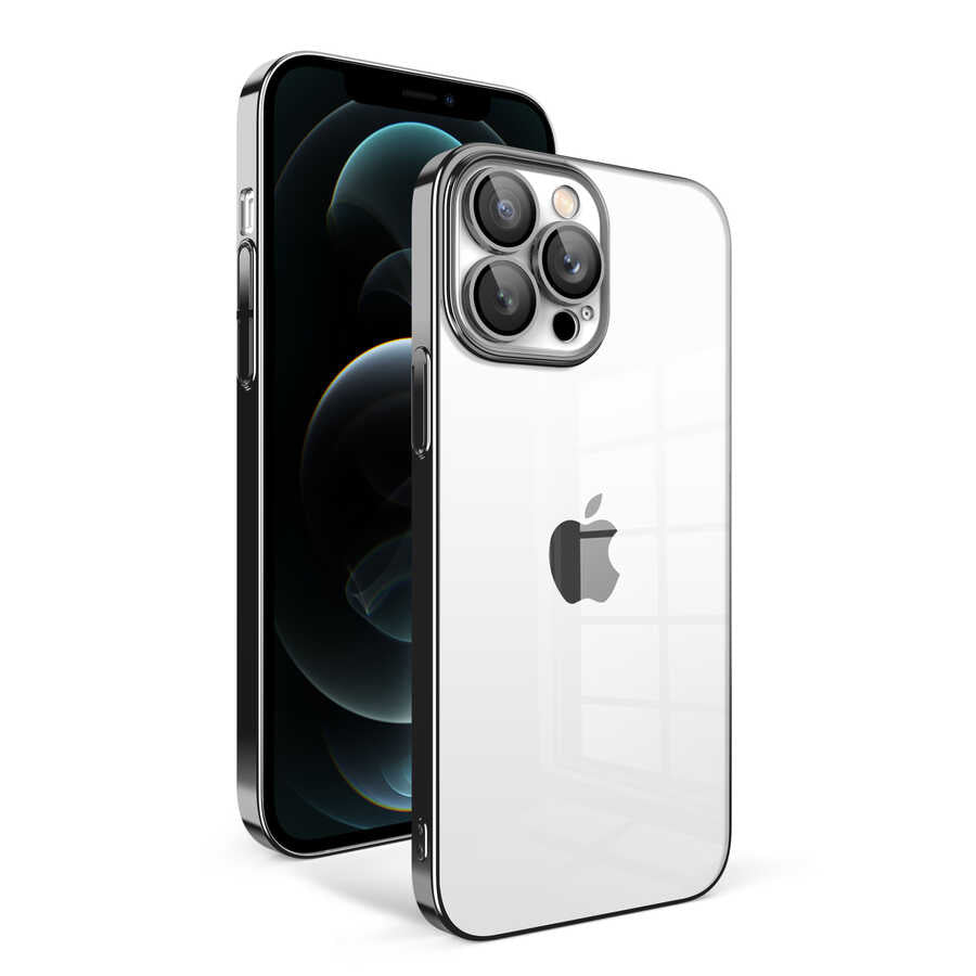 Apple iPhone 12 Pro Max Uyumlu Kılıf Kamera Korumalı Renkli Çerçeveli Zore Garaj Kapak