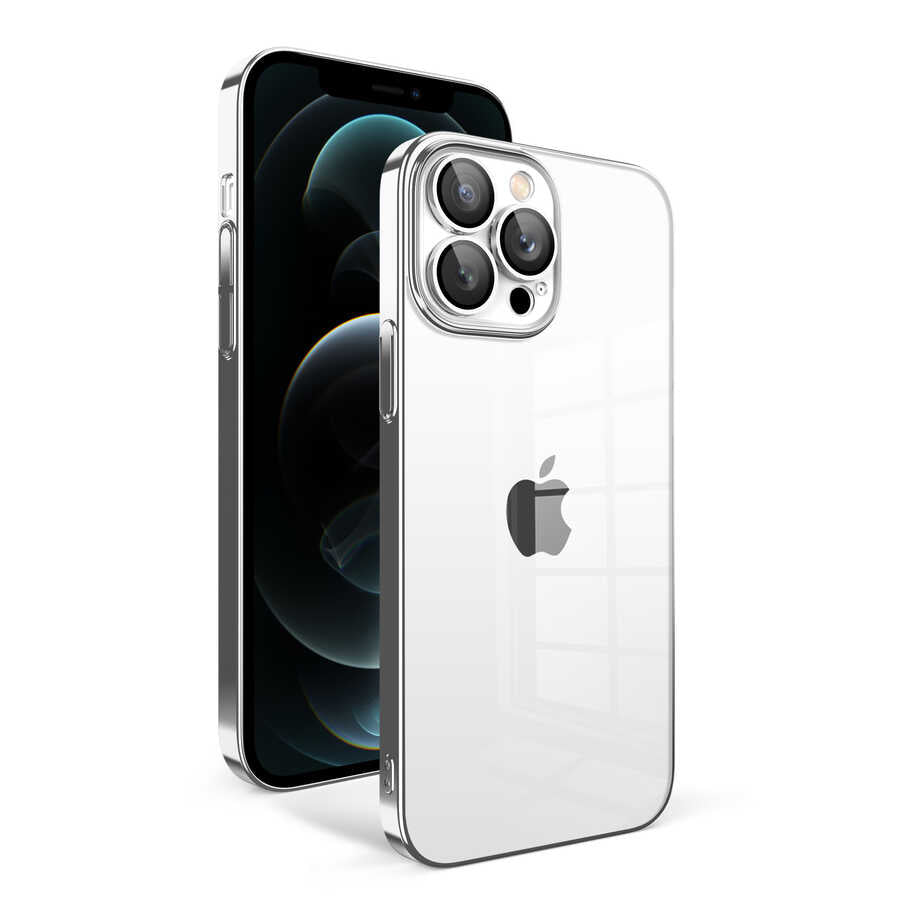 Apple iPhone 12 Pro Max Uyumlu Kılıf Kamera Korumalı Renkli Çerçeveli Zore Garaj Kapak