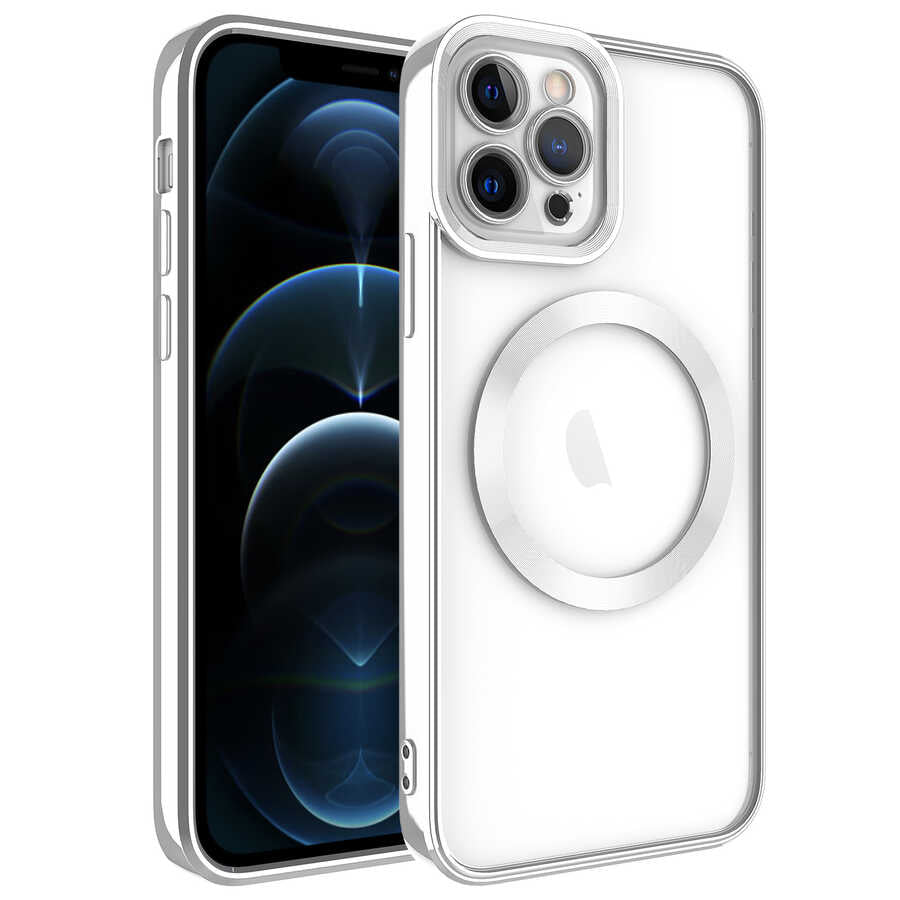 Apple iPhone 12 Pro Max Uyumlu Kılıf M-safe Wireless Şarj Özellikli Zore Setro Silikon