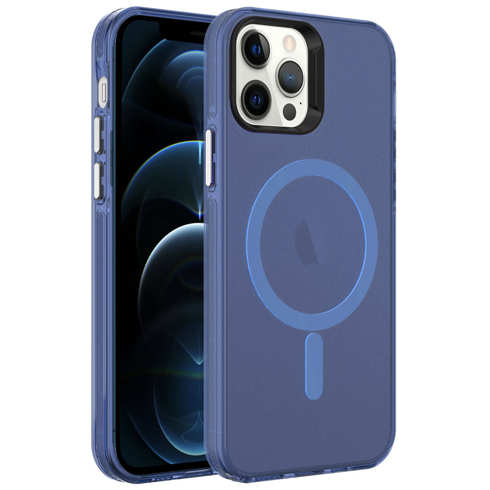 Apple iPhone 12 Pro Max Uyumlu Kılıf Zore M-safe Şarj Özellikli Buzlu Transparan C-Pro Sert Kapak