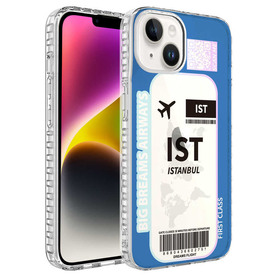 Apple iPhone 13 Uyumlu Kılıf Airbag Kenarlı Renkli Desenli Silikon Zore Elegans Kapak