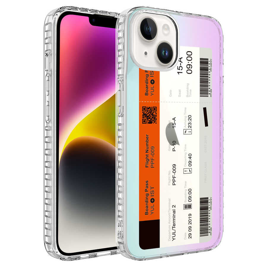Apple iPhone 13 Uyumlu Kılıf Airbag Kenarlı Renkli Desenli Silikon Zore Elegans Kapak