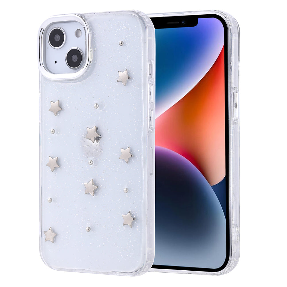 Apple iPhone 13 Uyumlu Kılıf Airbag Tasarımlı Simli Şeffaf Zore Kutup Kapak