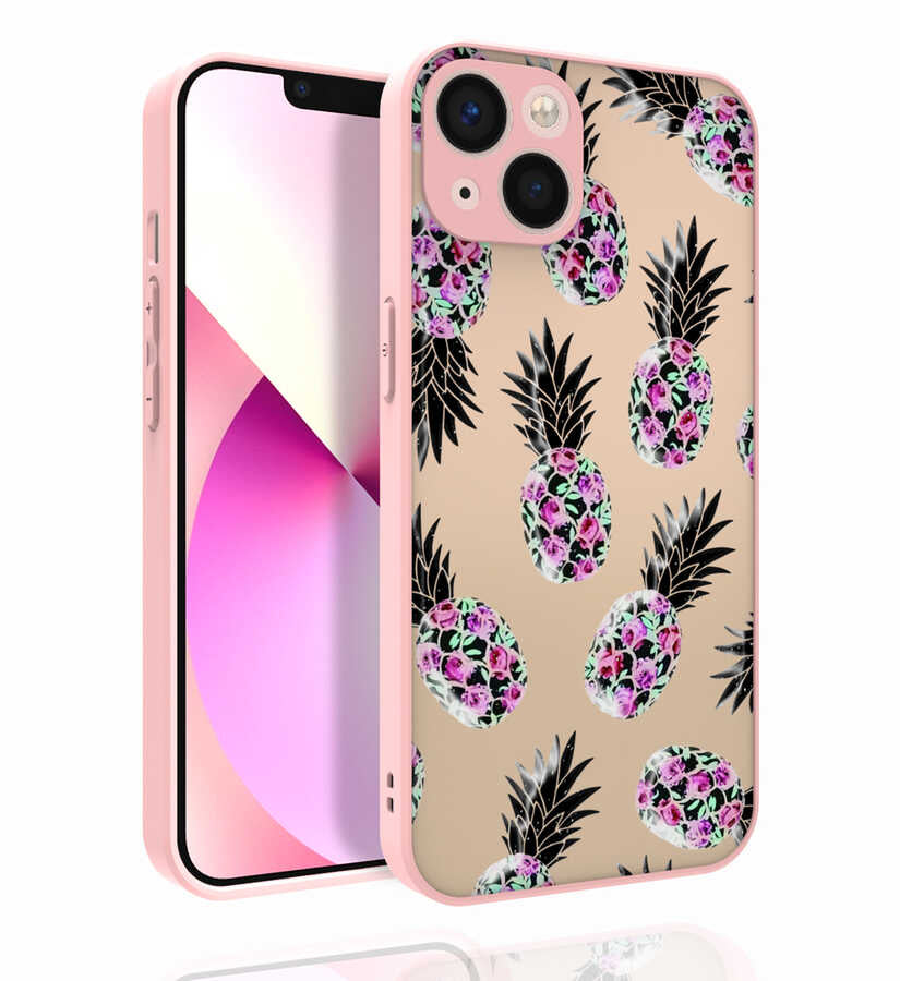 Apple iPhone 13 Uyumlu Kılıf Desenli Kamera Korumalı Parlak Zore Nora Kapak