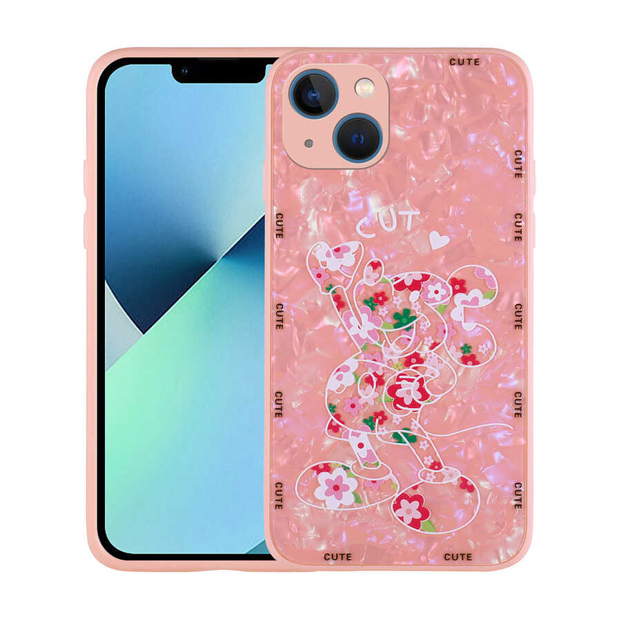 Apple iPhone 13 Uyumlu Kılıf Desenli Sert Silikon Zore Mumila Kapak