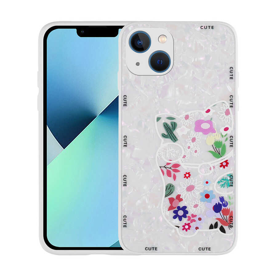 Apple iPhone 13 Uyumlu Kılıf Desenli Sert Silikon Zore Mumila Kapak