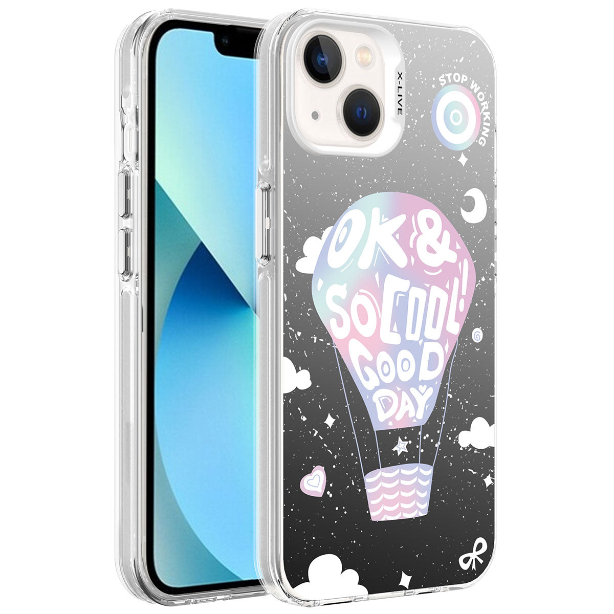 Apple iPhone 13 Uyumlu Kılıf Desenli Zore Silver Sert Kapak