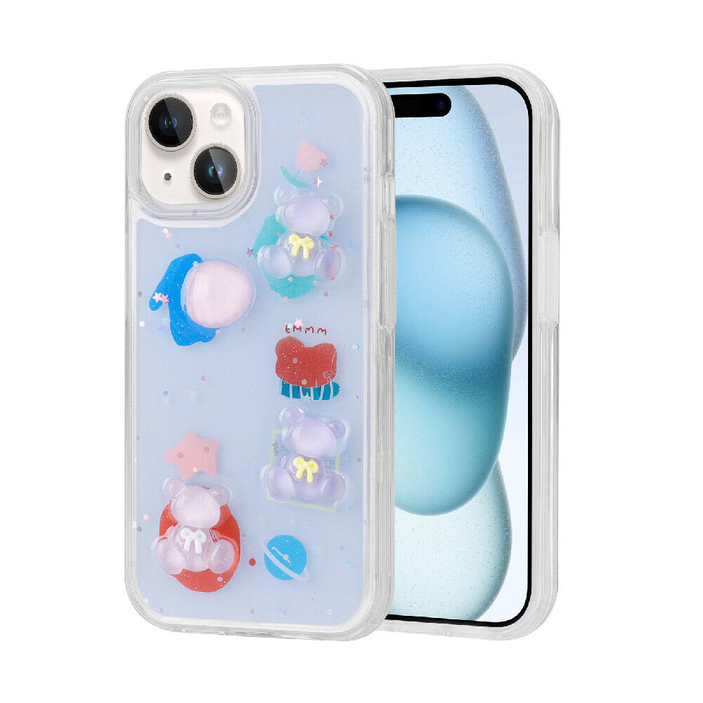 Apple iPhone 13 Uyumlu Kılıf Kabartma Figürlü Parlak Zore Minimini Silikon Kapak