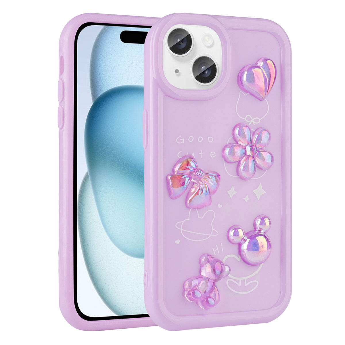 Apple iPhone 13 Uyumlu Kılıf Kabartma Figürlü Parlak Zore Toys Silikon Kapak
