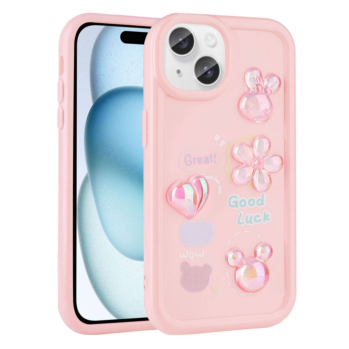 Apple iPhone 13 Uyumlu Kılıf Kabartma Figürlü Parlak Zore Toys Silikon Kapak