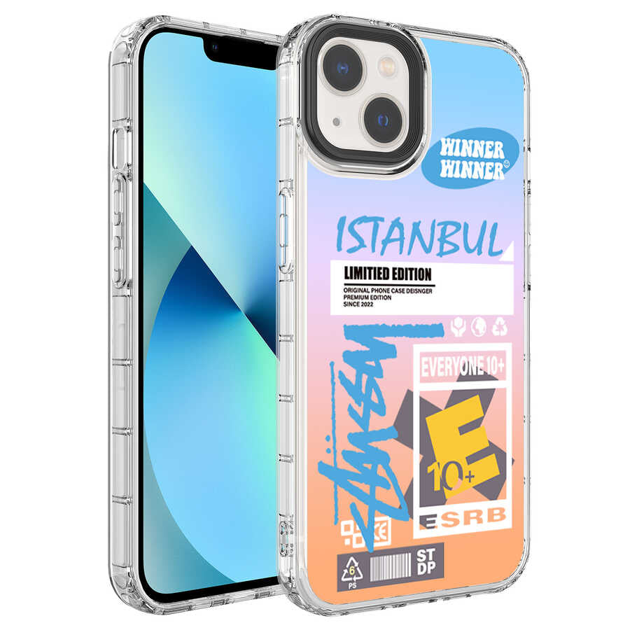 Apple iPhone 13 Uyumlu Kılıf Kamera Korumalı Renkli Desenli Sert Silikon Zore Korn Kapak