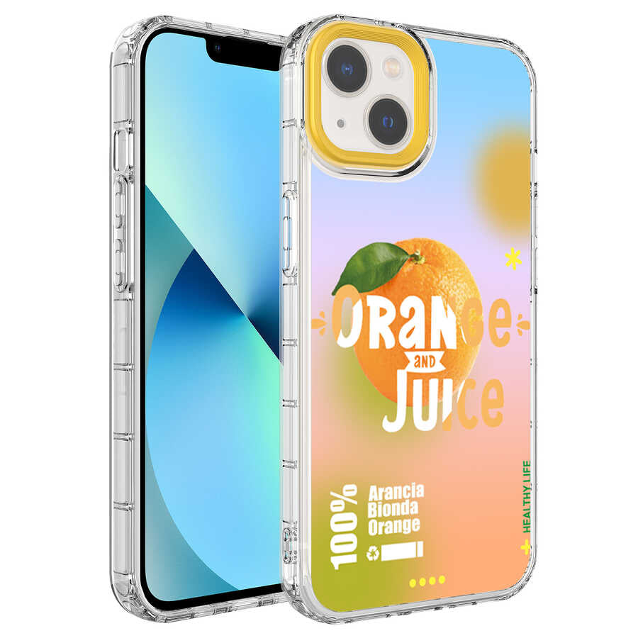 Apple iPhone 13 Uyumlu Kılıf Kamera Korumalı Renkli Desenli Sert Silikon Zore Korn Kapak