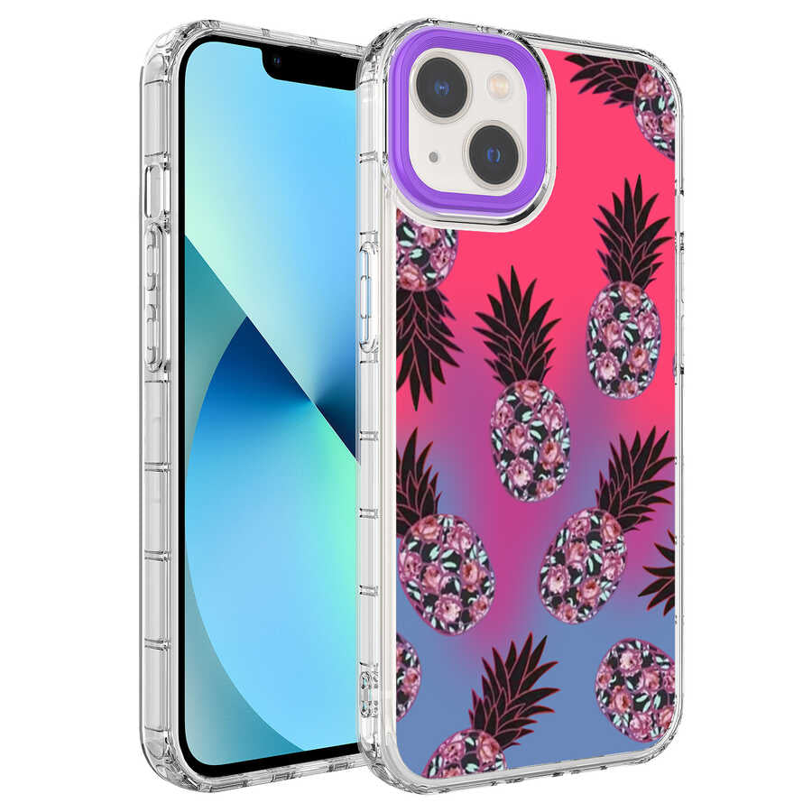 Apple iPhone 13 Uyumlu Kılıf Kamera Korumalı Renkli Desenli Sert Silikon Zore Korn Kapak