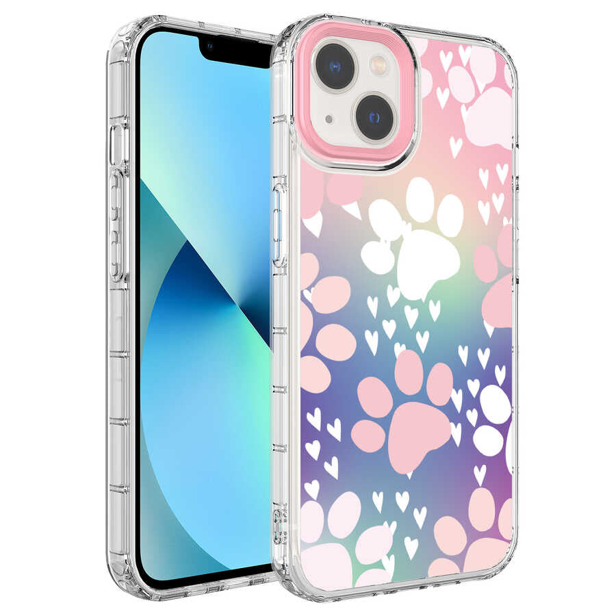 Apple iPhone 13 Uyumlu Kılıf Kamera Korumalı Renkli Desenli Sert Silikon Zore Korn Kapak