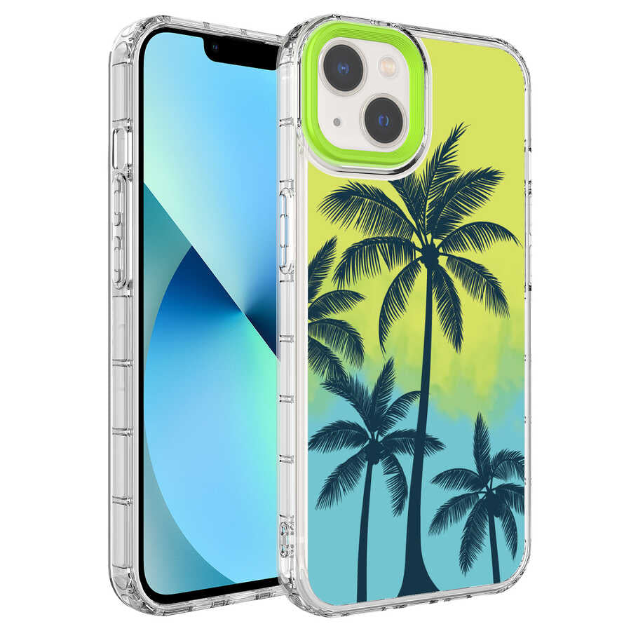 Apple iPhone 13 Uyumlu Kılıf Kamera Korumalı Renkli Desenli Sert Silikon Zore Korn Kapak