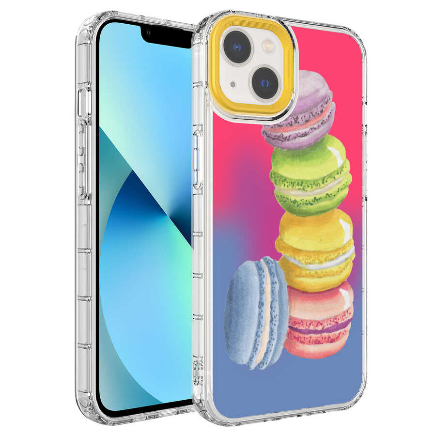 Apple iPhone 13 Uyumlu Kılıf Kamera Korumalı Renkli Desenli Sert Silikon Zore Korn Kapak