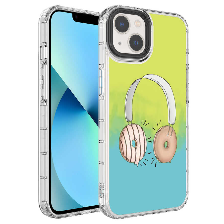 Apple iPhone 13 Uyumlu Kılıf Kamera Korumalı Renkli Desenli Sert Silikon Zore Korn Kapak