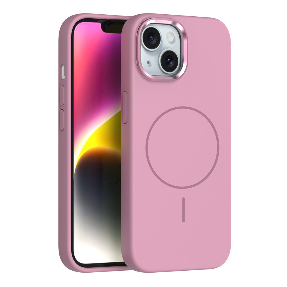 Apple iPhone 13 Uyumlu Kılıf M-Safe Şarj Özellikli Metal Kamera Çerçeveli Zore Edi Silikon Kapak
