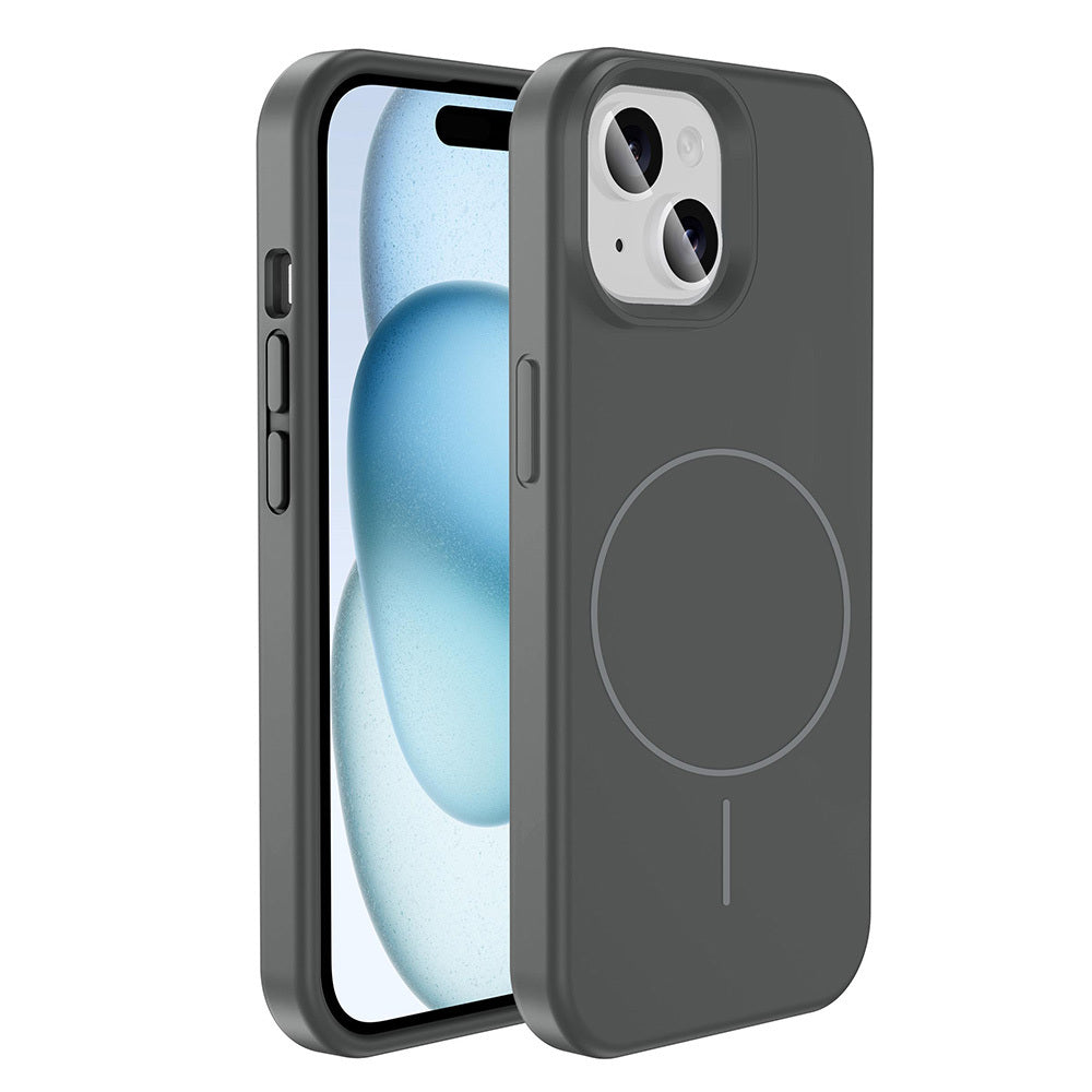 Apple iPhone 13 Uyumlu Kılıf M-safe Şarj Özellikli Sıvı Teknolojili Silinebilir Sert Zore Kivi Kapak
