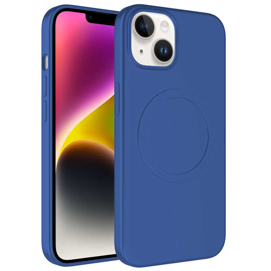 Apple iPhone 13 Uyumlu Kılıf M-safe Wireless Şarj Özellikli Pastel Renk Silikon Zore Plas Kapak