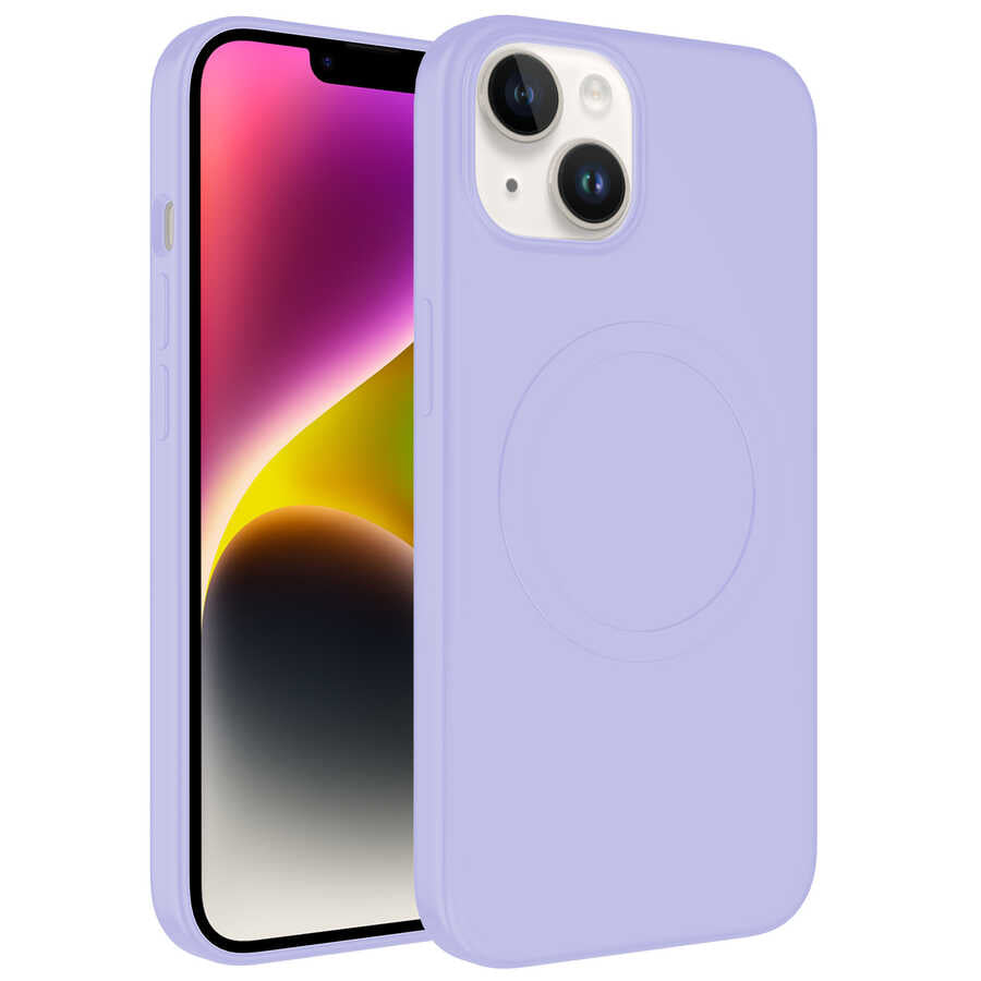 Apple iPhone 13 Uyumlu Kılıf M-safe Wireless Şarj Özellikli Pastel Renk Silikon Zore Plas Kapak