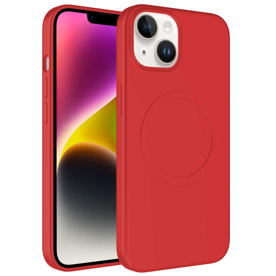 Apple iPhone 13 Uyumlu Kılıf M-safe Wireless Şarj Özellikli Pastel Renk Silikon Zore Plas Kapak