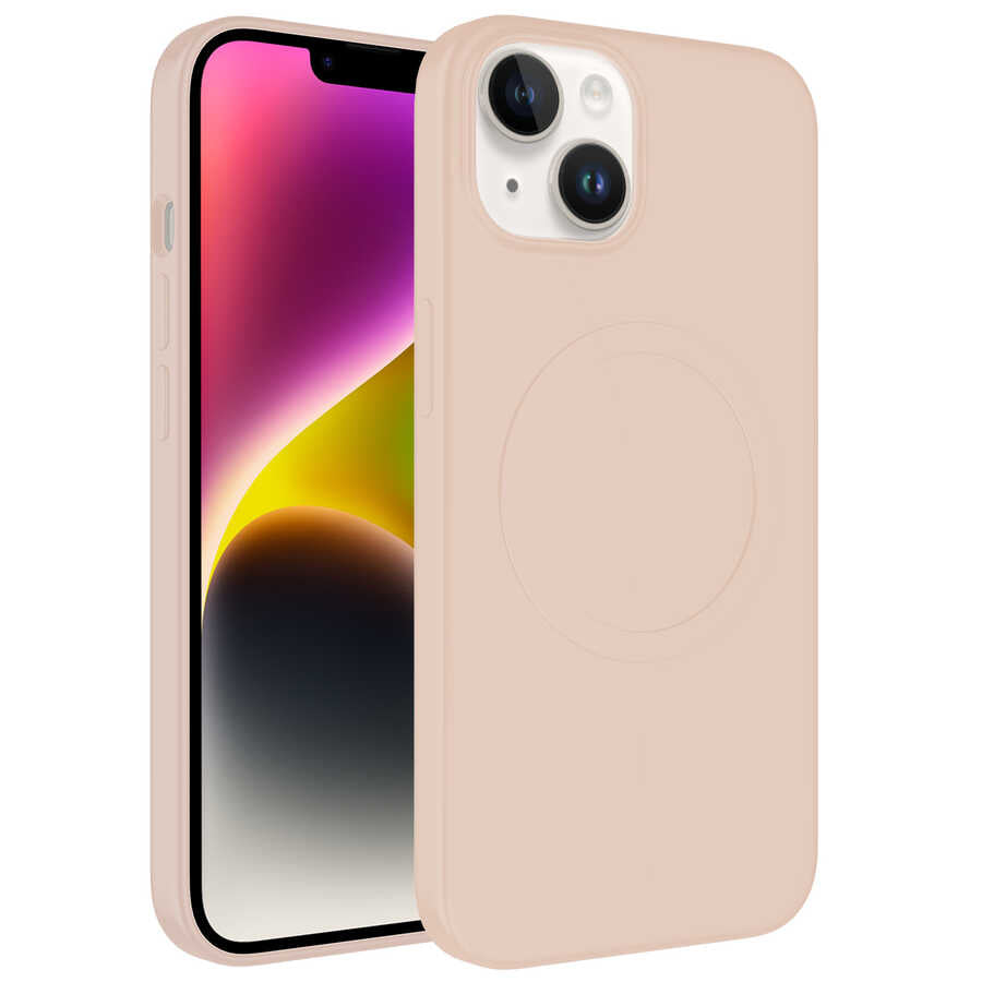 Apple iPhone 13 Uyumlu Kılıf M-safe Wireless Şarj Özellikli Pastel Renk Silikon Zore Plas Kapak