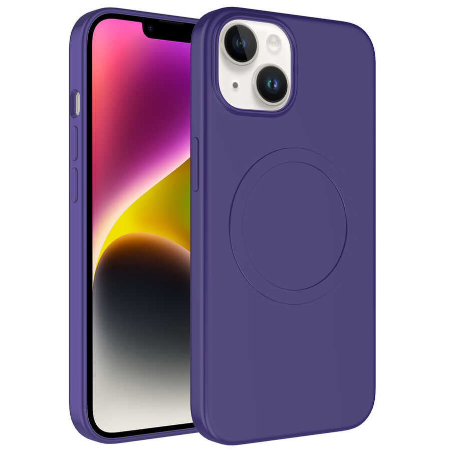 Apple iPhone 13 Uyumlu Kılıf M-safe Wireless Şarj Özellikli Pastel Renk Silikon Zore Plas Kapak