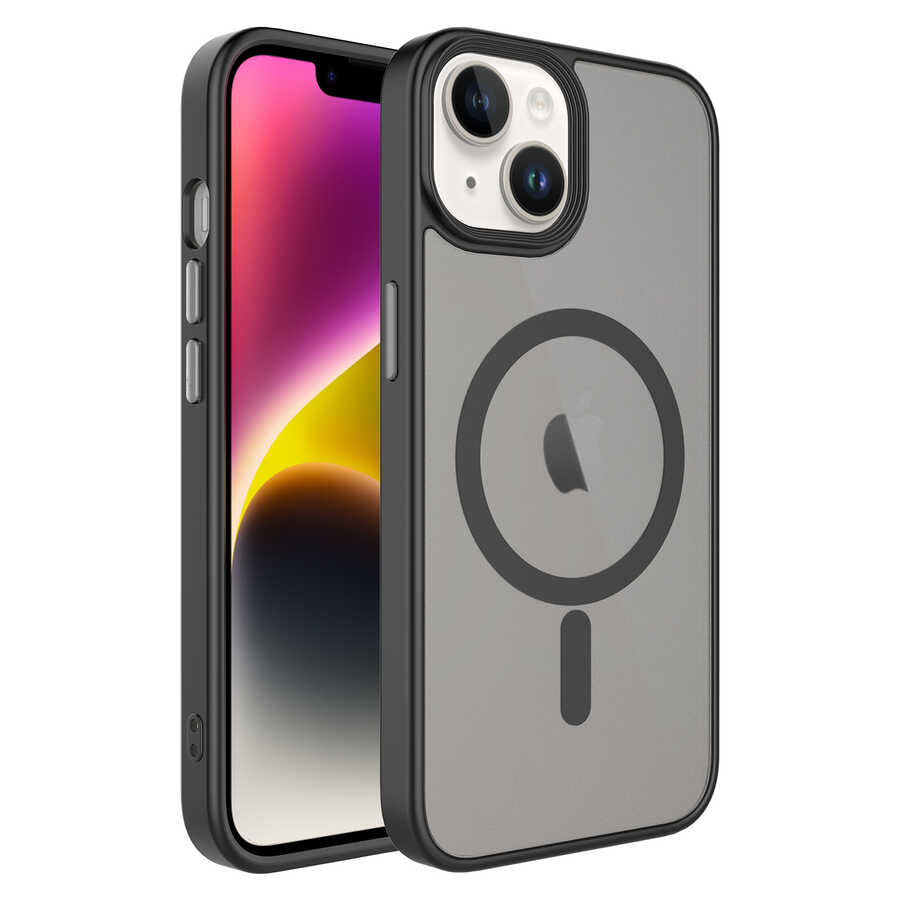 Apple iPhone 13 Uyumlu Kılıf Mat Arka Yüzey Wireless Şarj Özellikli Zore Flet M-safe Kapak