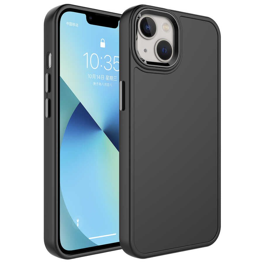 Apple iPhone 13 Uyumlu Kılıf Metal Çerçeve ve Buton Tasarımlı Sert Zore Botox Kapak