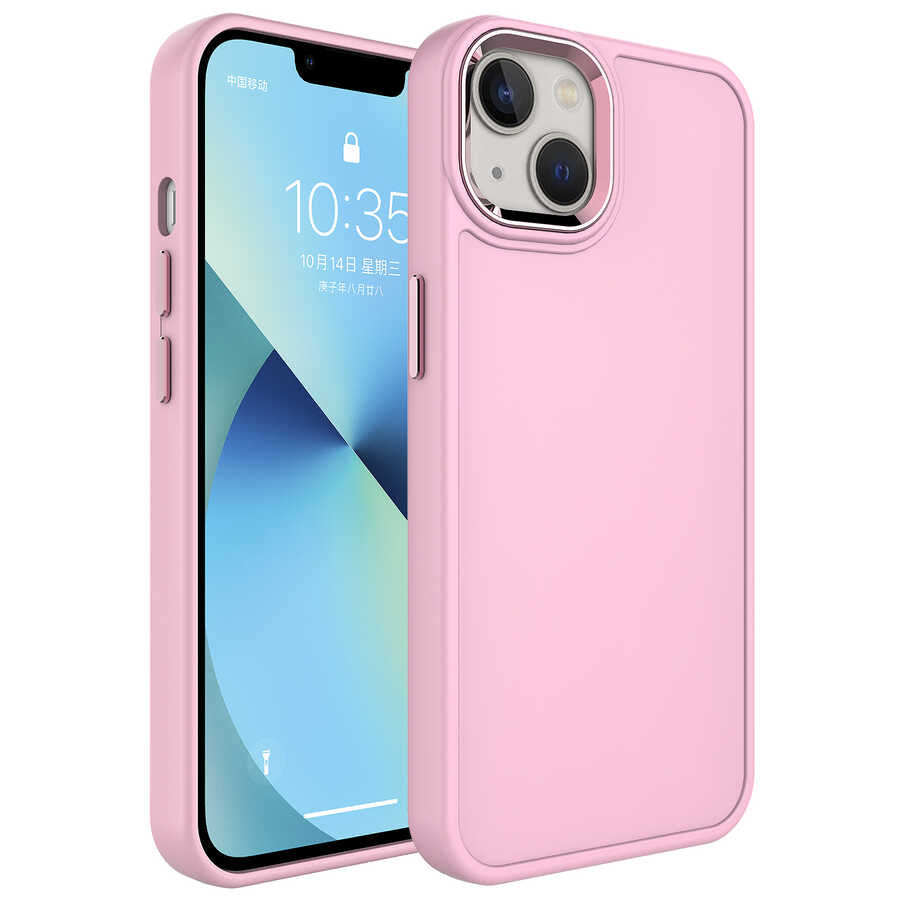 Apple iPhone 13 Uyumlu Kılıf Metal Çerçeve ve Buton Tasarımlı Sert Zore Botox Kapak