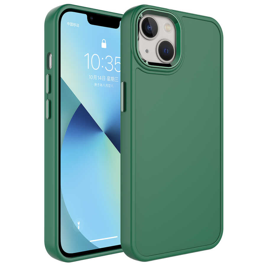 Apple iPhone 13 Uyumlu Kılıf Metal Çerçeve ve Buton Tasarımlı Sert Zore Botox Kapak