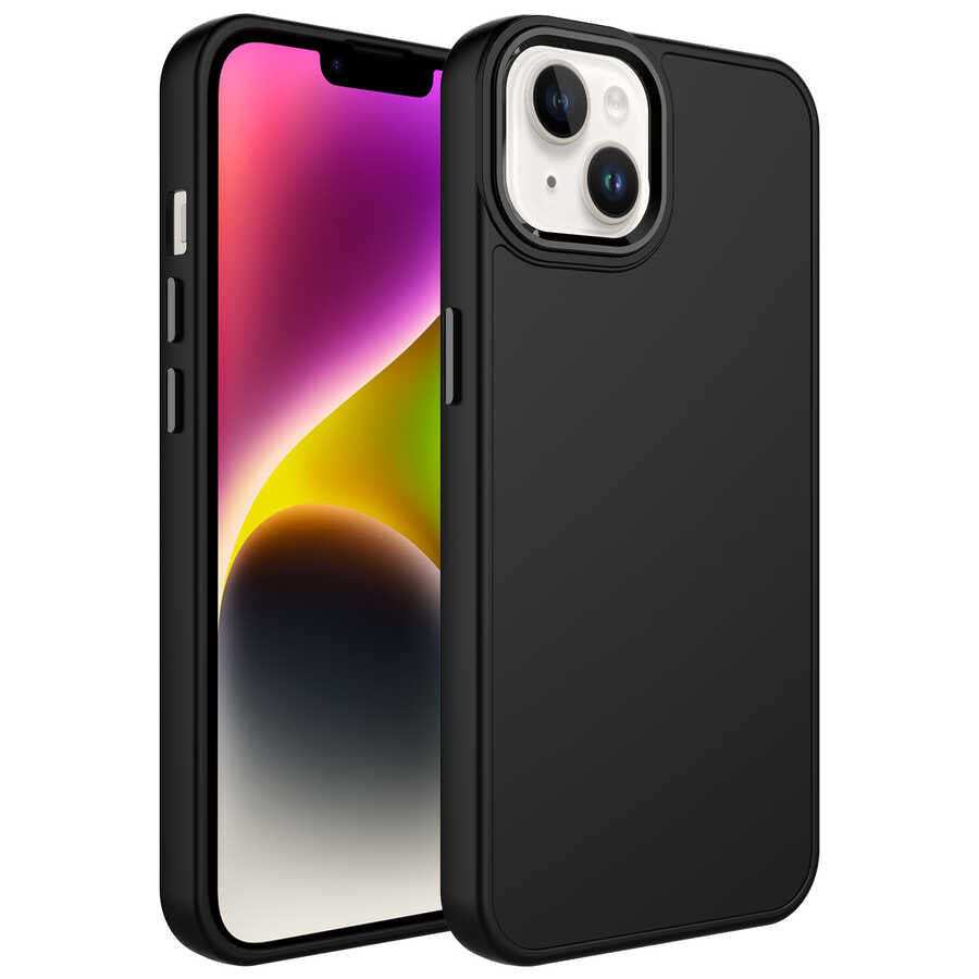 Apple iPhone 13 Uyumlu Kılıf Metal Çerçeve ve Buton Tasarımlı Silikon Zore Luna Kapak
