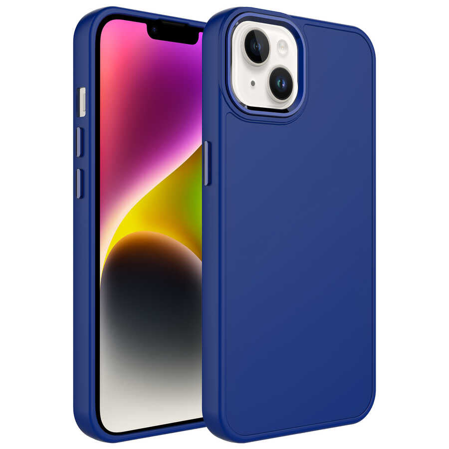 Apple iPhone 13 Uyumlu Kılıf Metal Çerçeve ve Buton Tasarımlı Silikon Zore Luna Kapak