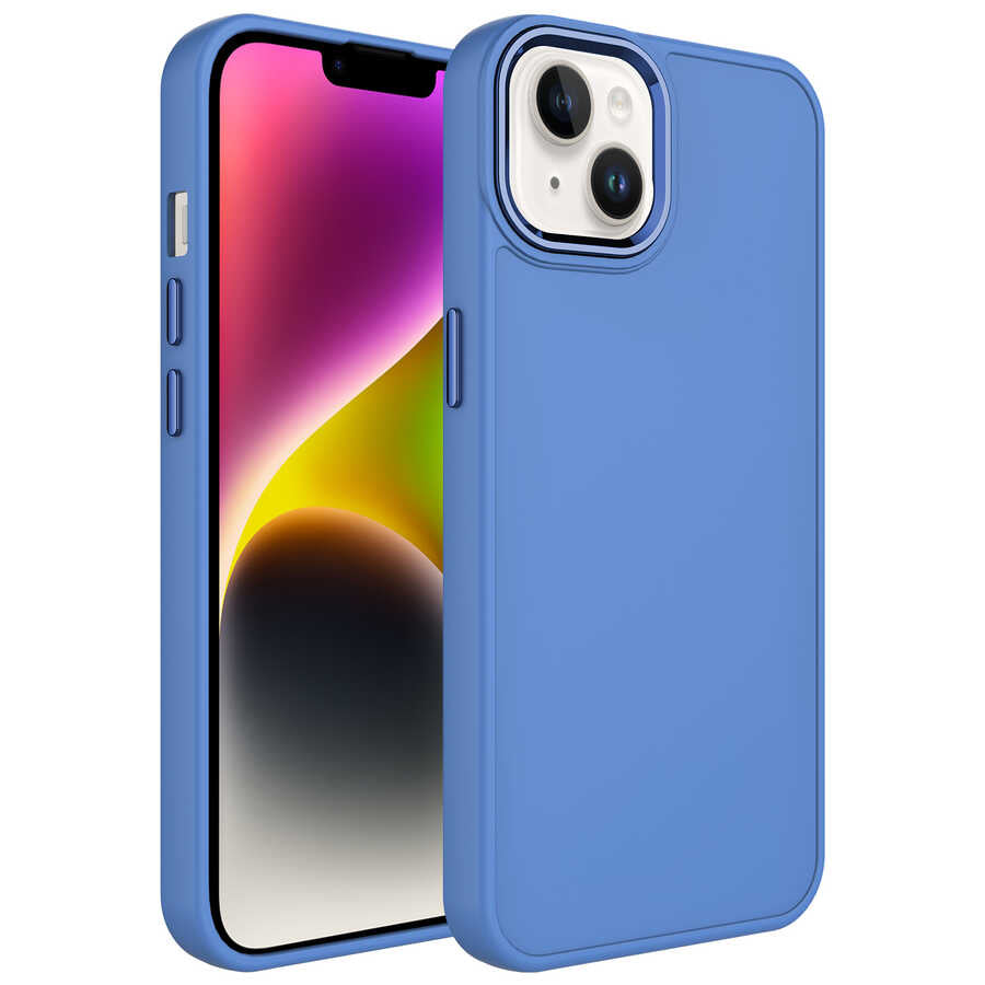 Apple iPhone 13 Uyumlu Kılıf Metal Çerçeve ve Buton Tasarımlı Silikon Zore Luna Kapak