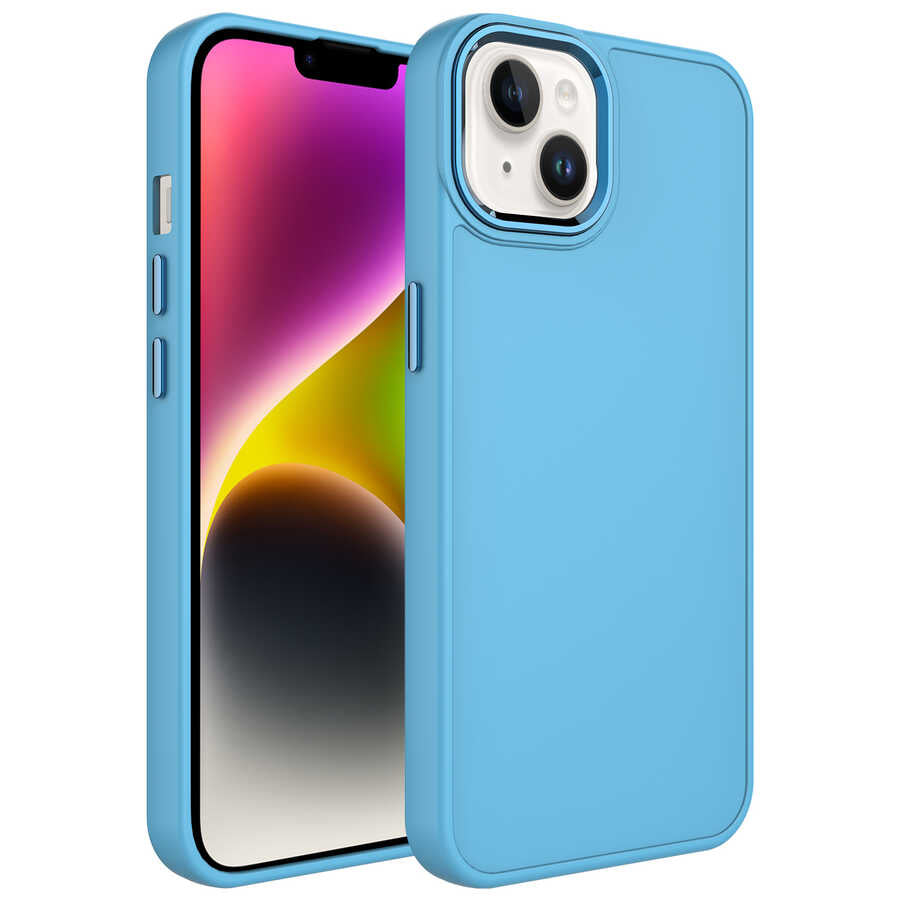 Apple iPhone 13 Uyumlu Kılıf Metal Çerçeve ve Buton Tasarımlı Silikon Zore Luna Kapak