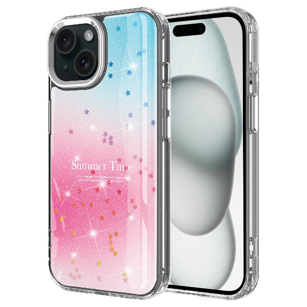 Apple iPhone 13 Uyumlu Kılıf Simli Desenli Parlak Zore Task Kapak