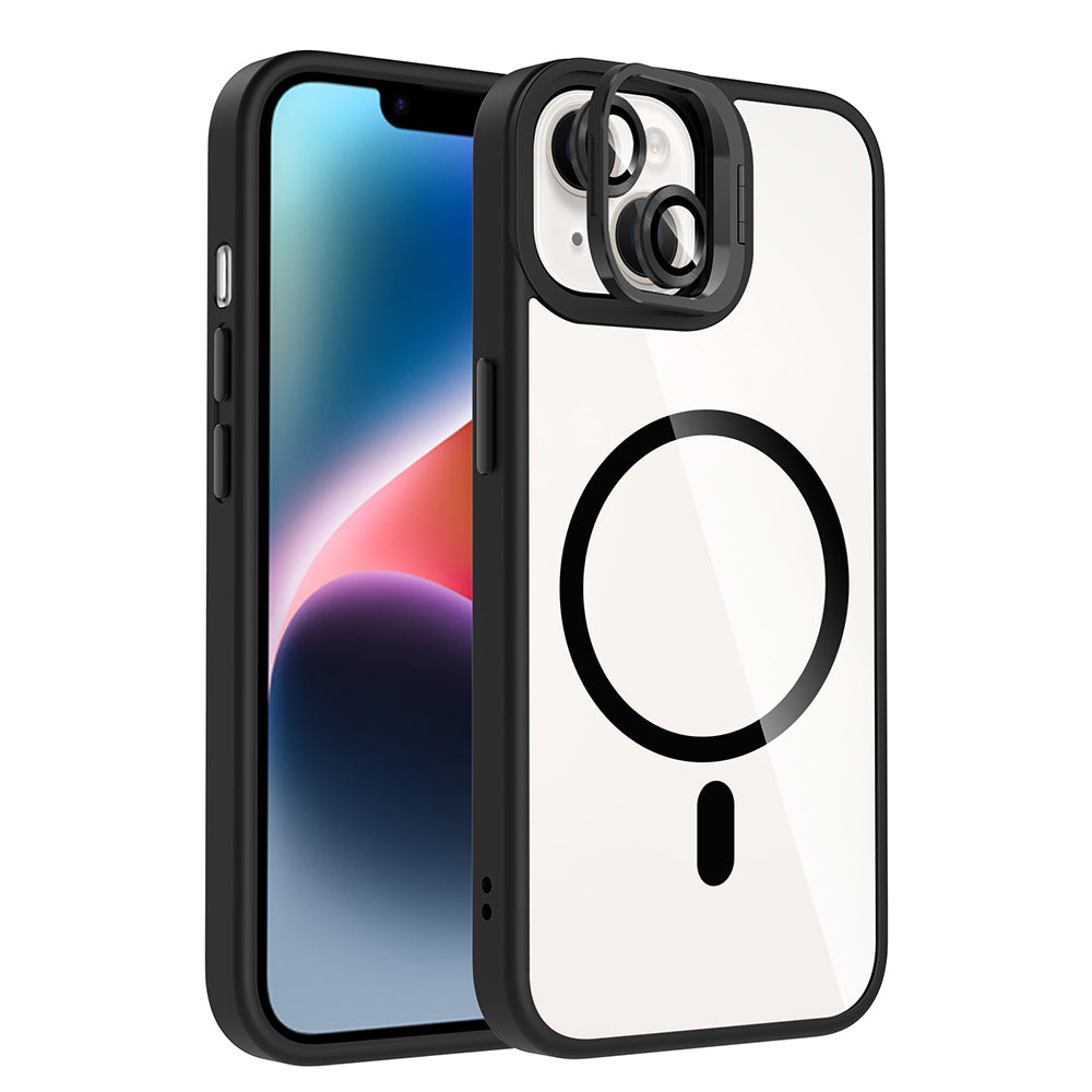 Apple iPhone 13 Uyumlu Kılıf Standlı ve Kamera Lens Hediyeli M-Safe Şarj Özellikli Zore Etro Kapak